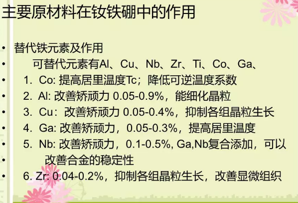 主要原材料在钕铁硼中的作用